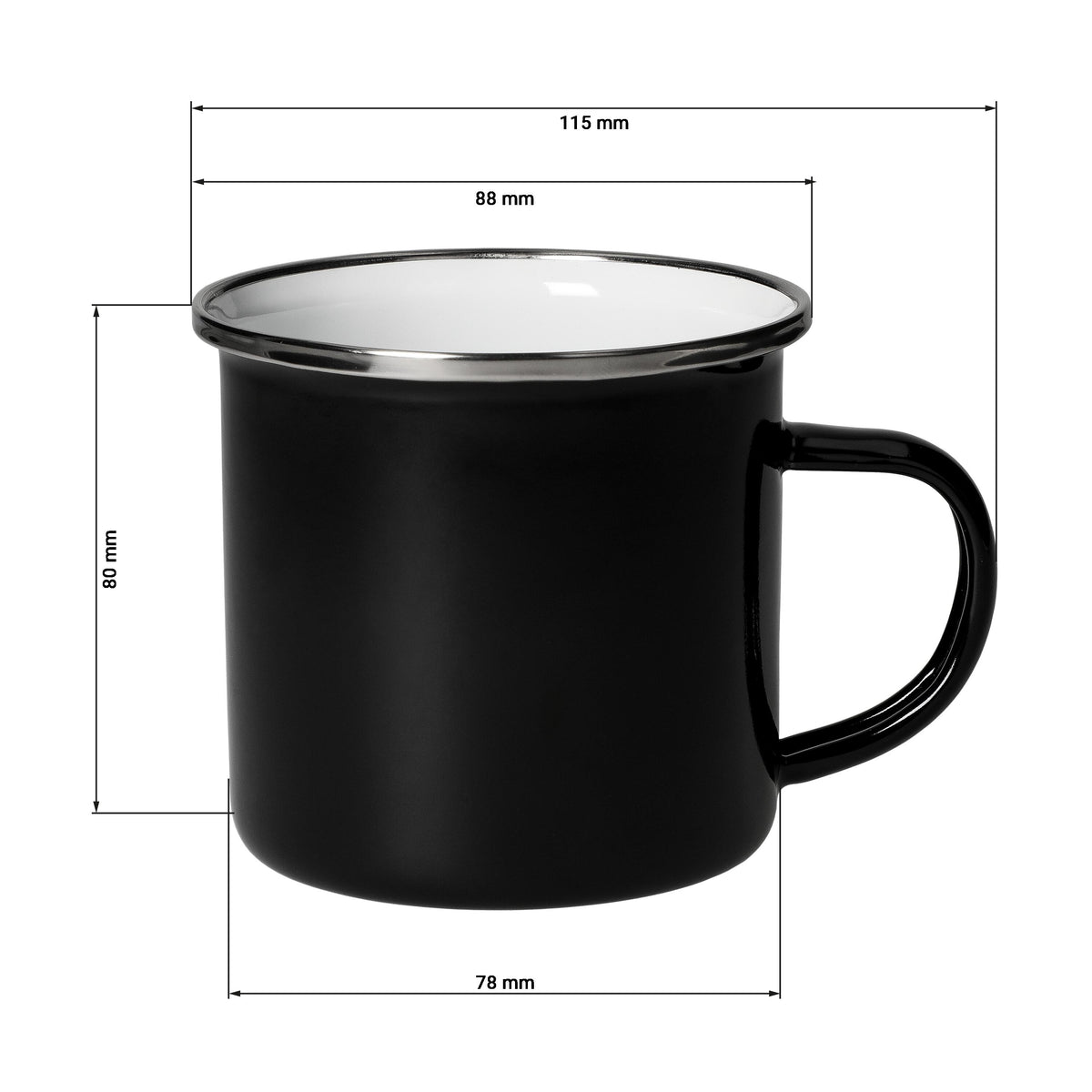 Emaille-Becher „Cozy“, 300 ml, schwarz
