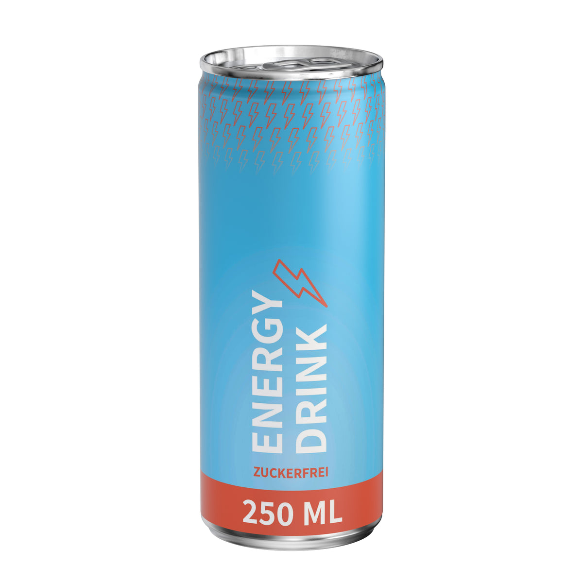 Energy Drink Zuckerfrei 250 ml Dose mit Fullbody Etikett – weiß matt