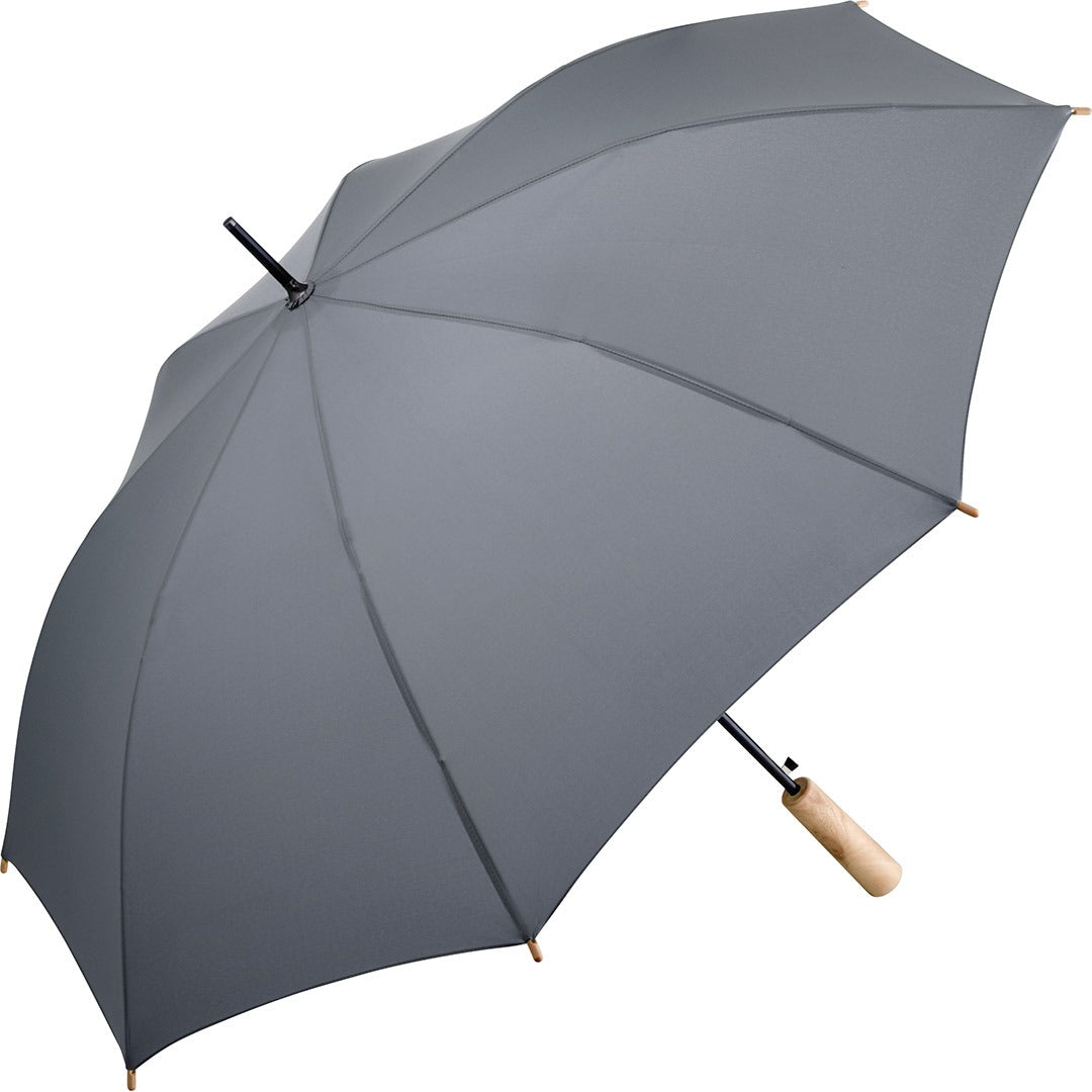 FARE Automatik Stockschirm mit geradem Holzgriff – Grau wS