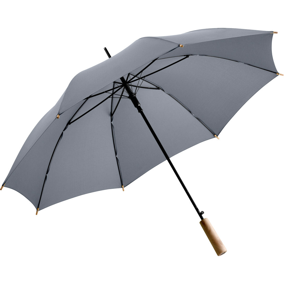 FARE Automatik Stockschirm mit geradem Holzgriff – Grau wS