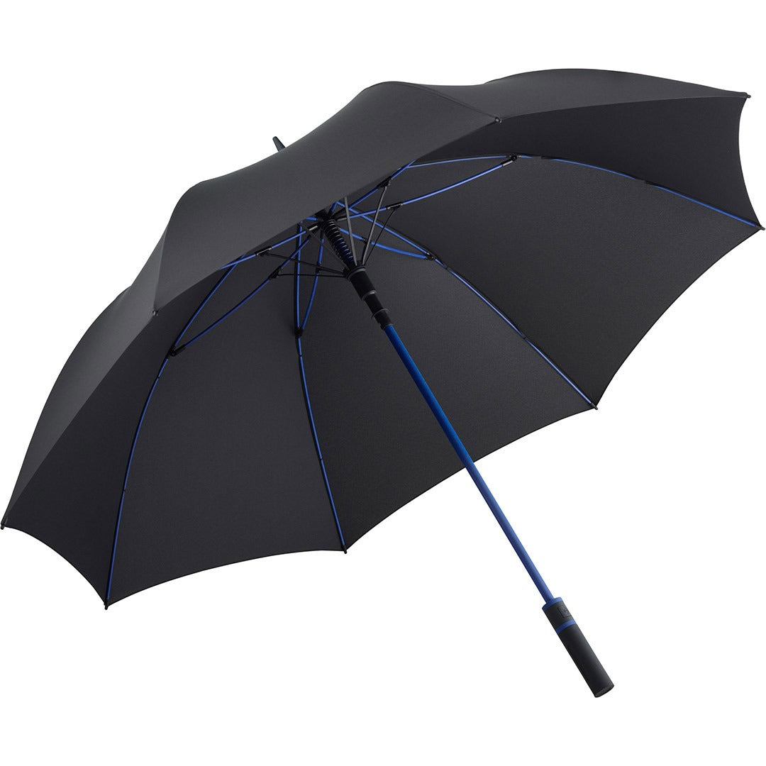 FARE Gästeschirm Style mit farbigem Stock – Schwarz / Euroblau
