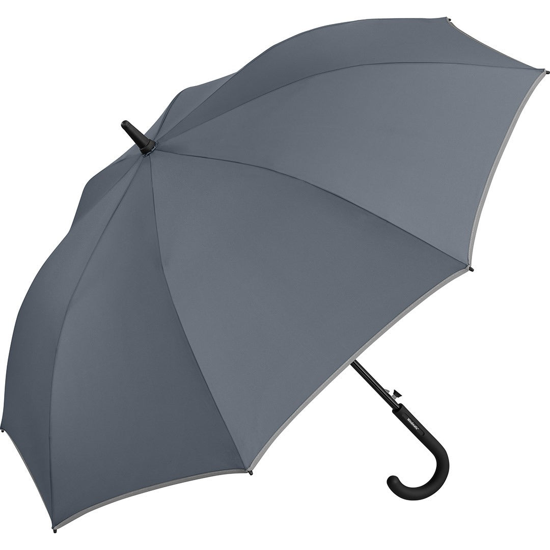 FARE Midsize Stockschirm Windmatic mit Reflexpaspel – Grau wS
