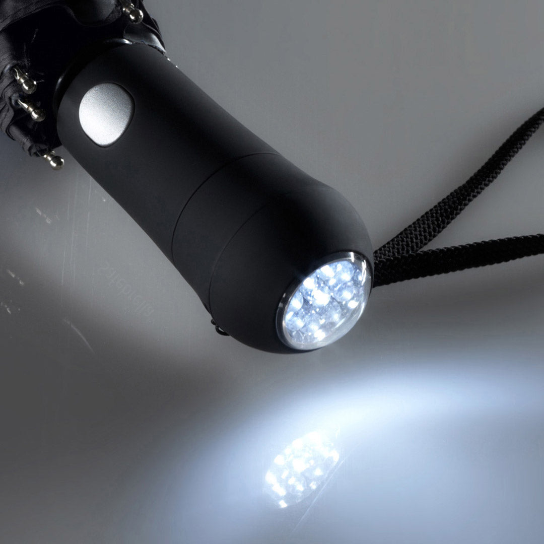 FARE Safebrella LED Taschenschirm mit Reflektoren – Schwarz