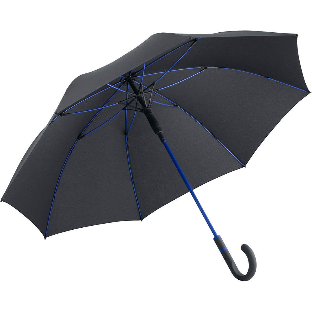 FARE Style Midsize Stockschirm mit farbigem Stock – Schwarz / Euroblau