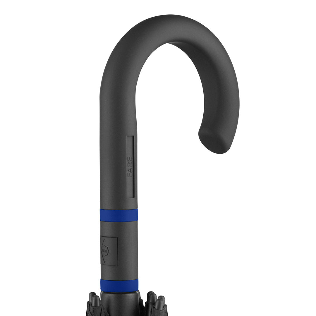 FARE Style Midsize Stockschirm mit farbigem Stock – Schwarz / Euroblau
