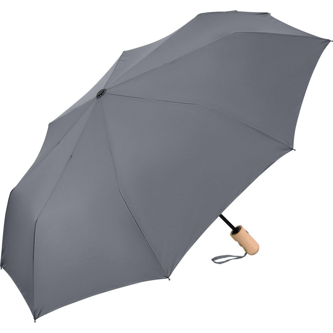 FARE Taschenschirm AC mit Echtholzgriff – Grau wS