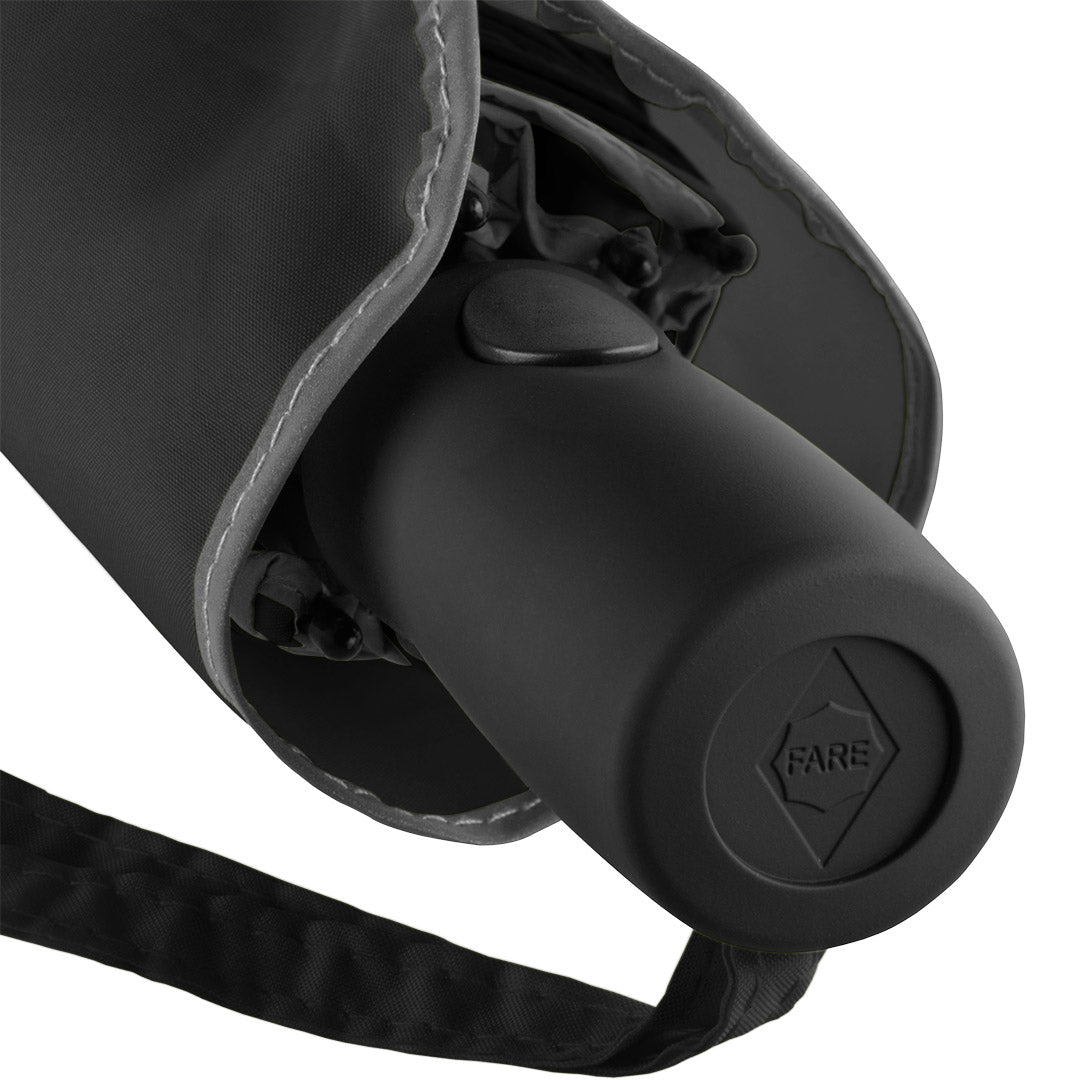 FARE Taschenschirm AC Plus mit Reflexpaspel – Schwarz