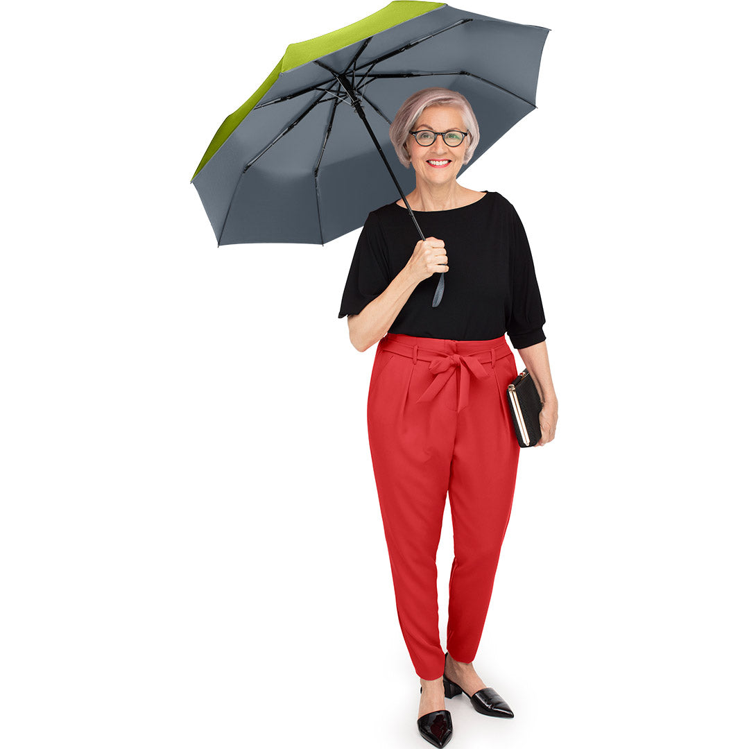 FARE Taschenschirm Doubleface zweifarbig – Limette/grau