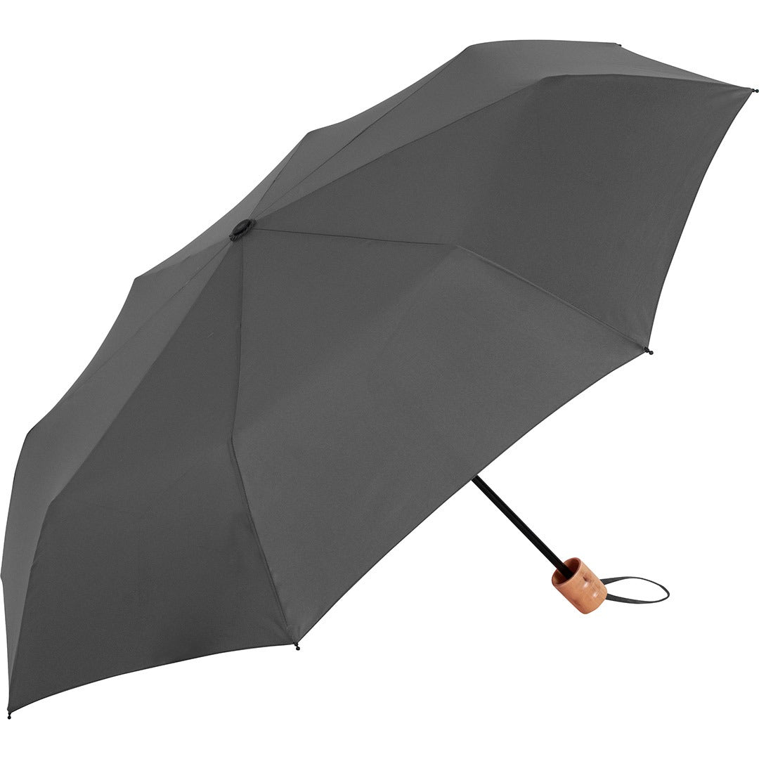 FARE Taschenschirm mit Echtholzgriff – Grau wS