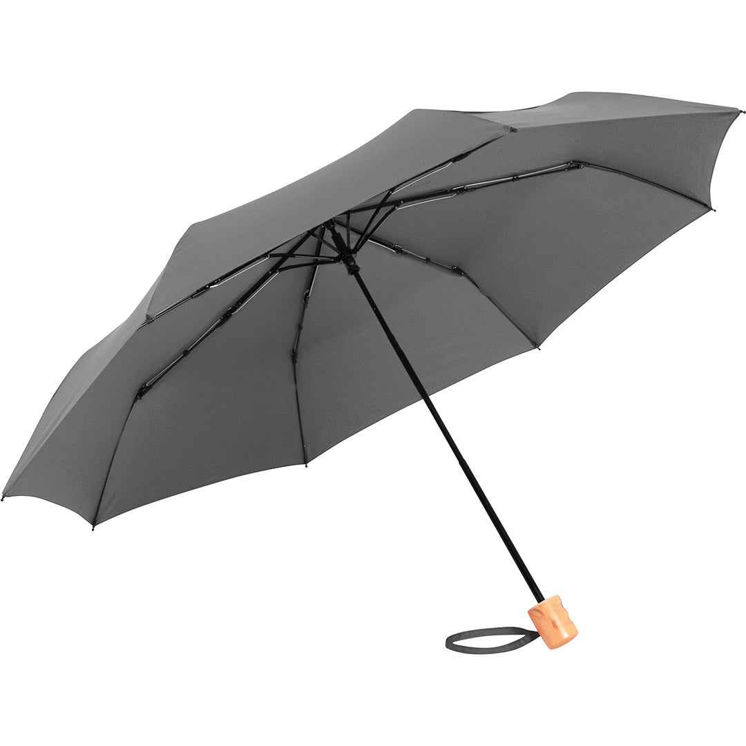 FARE Taschenschirm mit Echtholzgriff – Grau wS