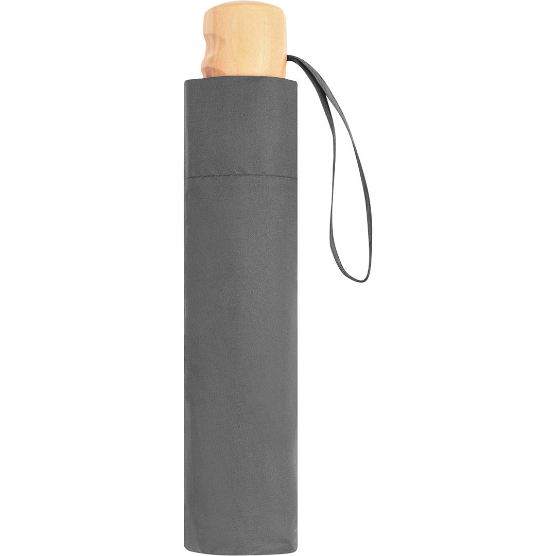 FARE Taschenschirm mit Echtholzgriff – Grau wS