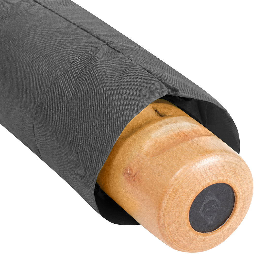 FARE Taschenschirm mit Echtholzgriff – Grau wS