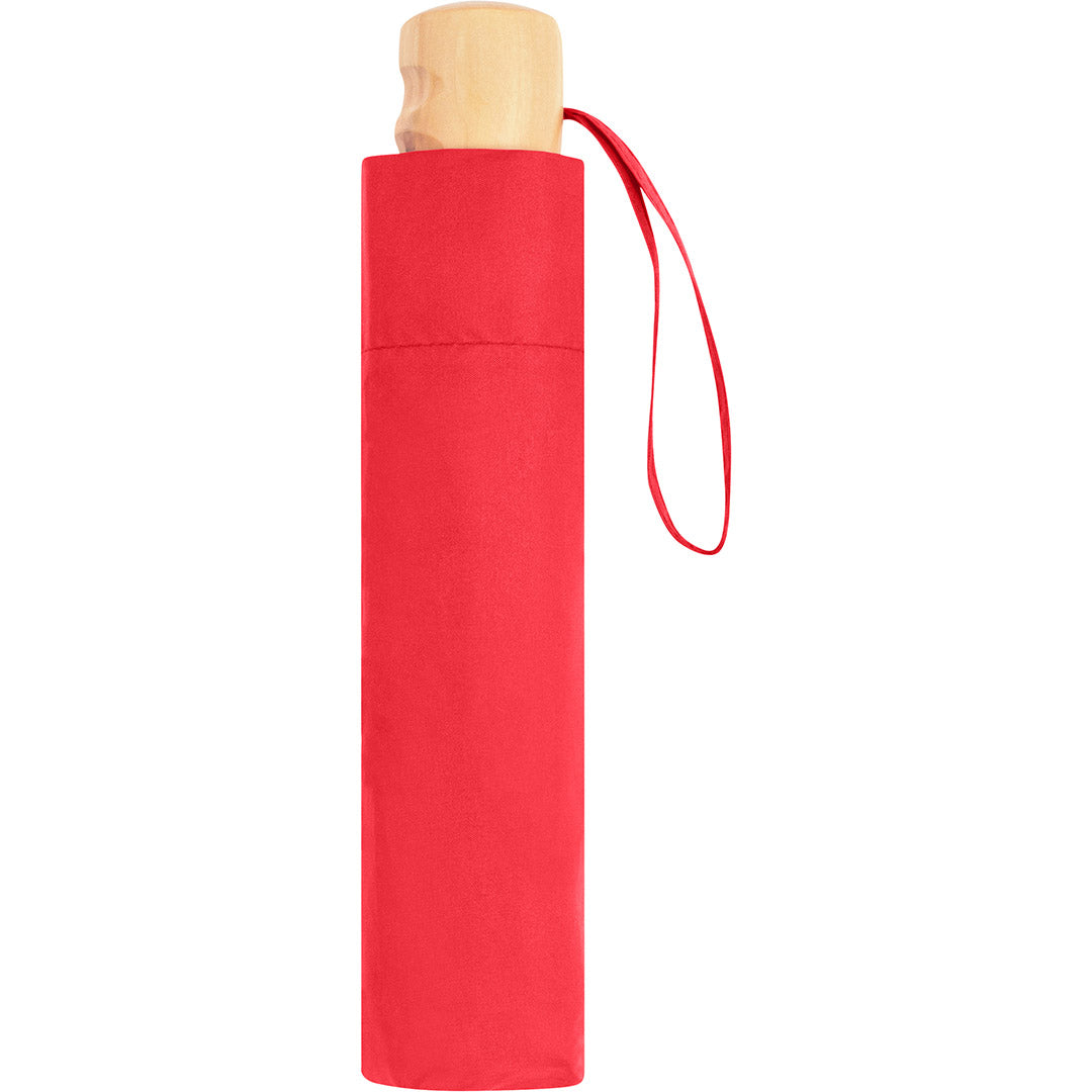 FARE Taschenschirm mit Echtholzgriff – Rot wS