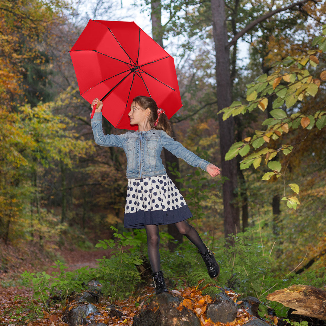 FARE Taschenschirm mit Echtholzgriff – Rot wS