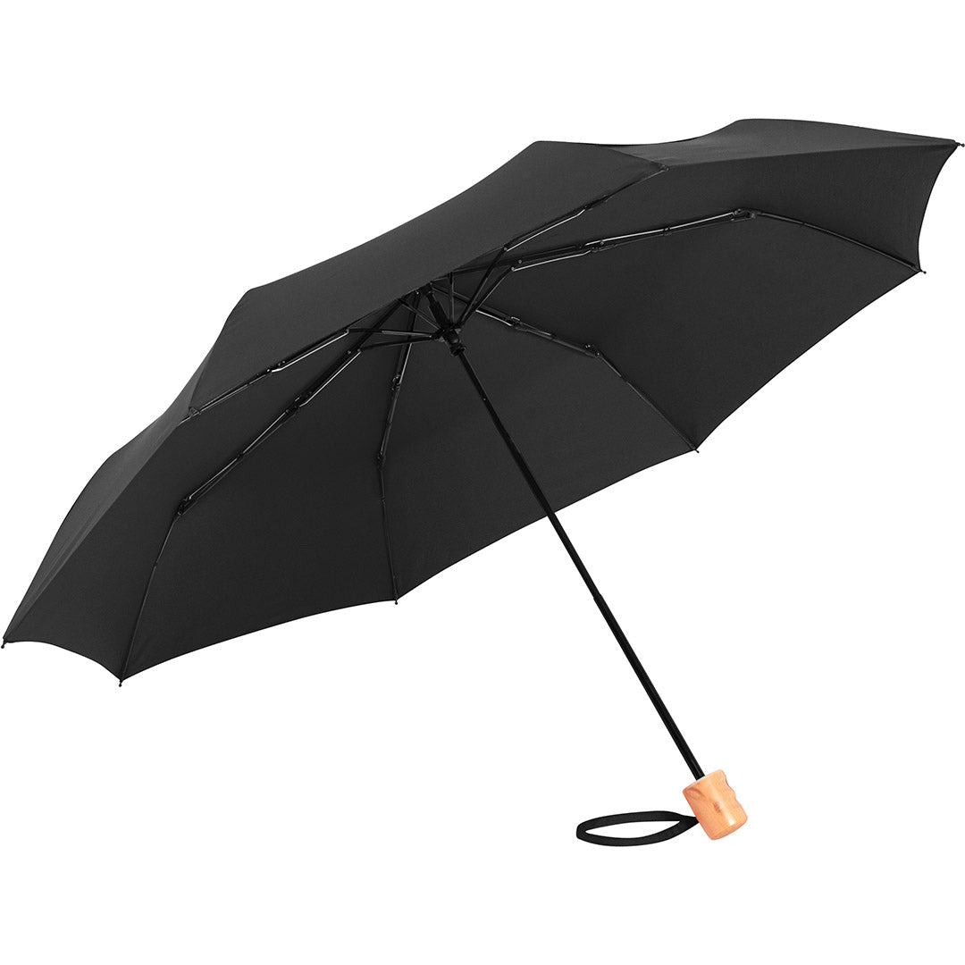 FARE Taschenschirm mit Echtholzgriff – Schwarz wS