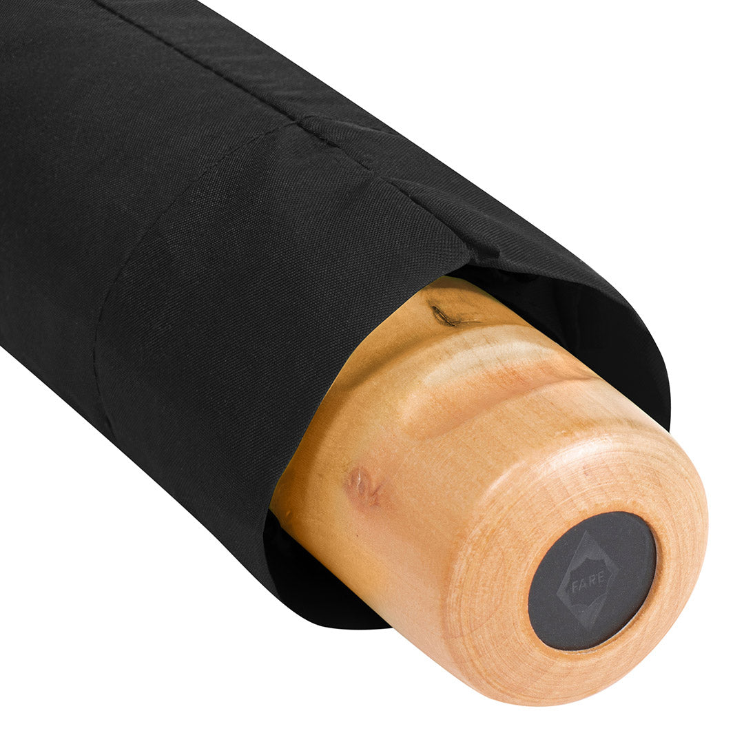FARE Taschenschirm mit Echtholzgriff – Schwarz wS