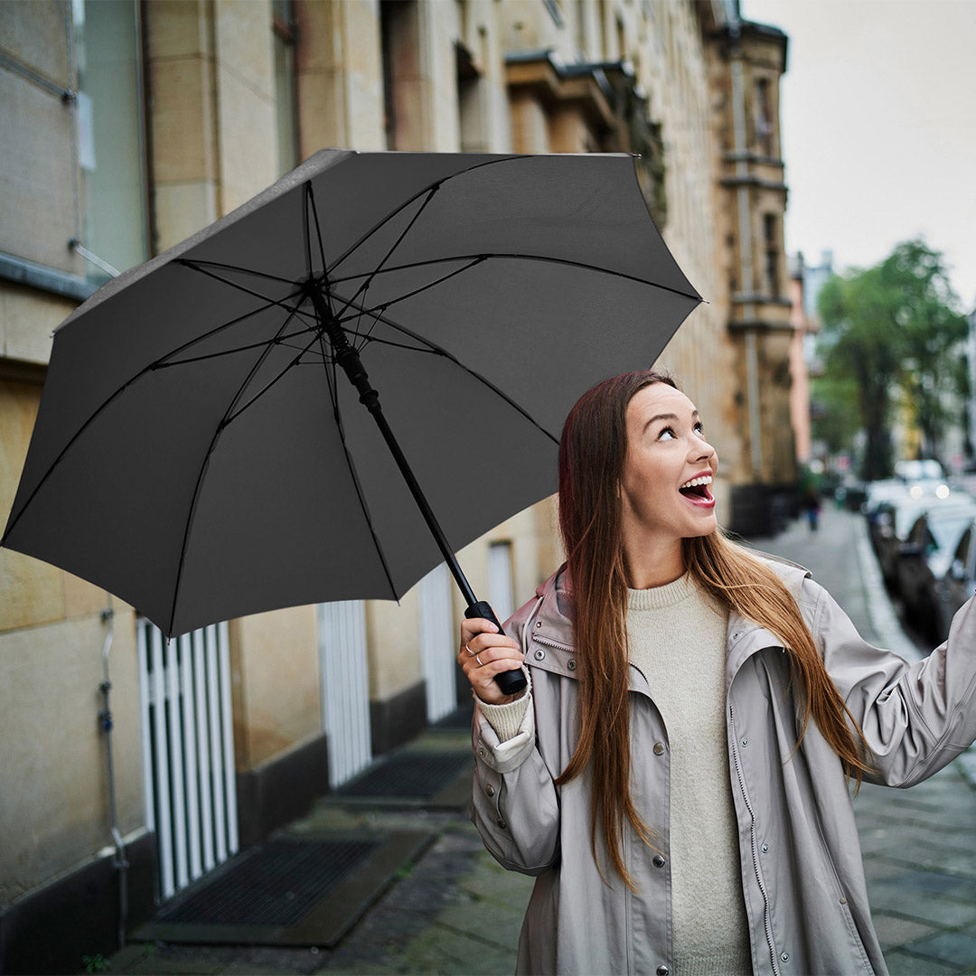 FARE Windproof PLUS Stockschirm mit Soft Feel Griff – Schwarz
