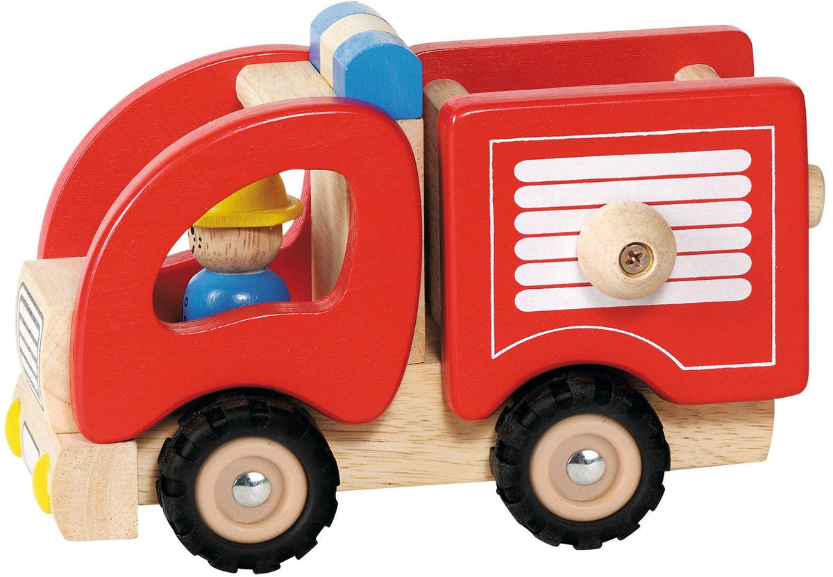 Feuerwehrauto aus Holz mit Fahrerfigur von goki