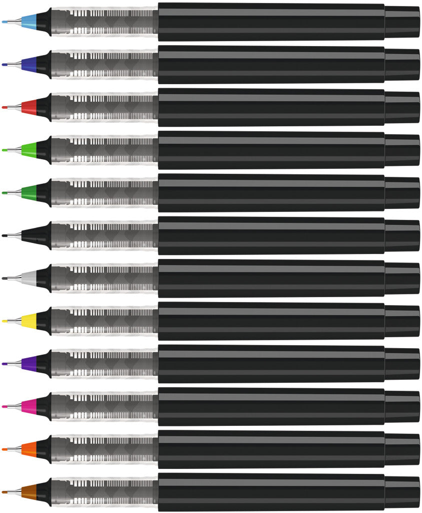 Fineliner gedeckt mit geriffelter Griffzone – alle Farben