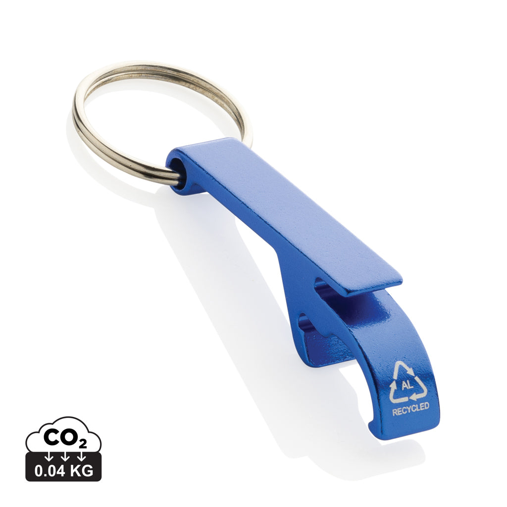 Flaschen- und Dosenöffner aus RCS recyceltem Aluminium – blau