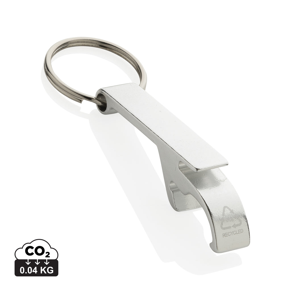 Flaschen- und Dosenöffner aus RCS recyceltem Aluminium – silber