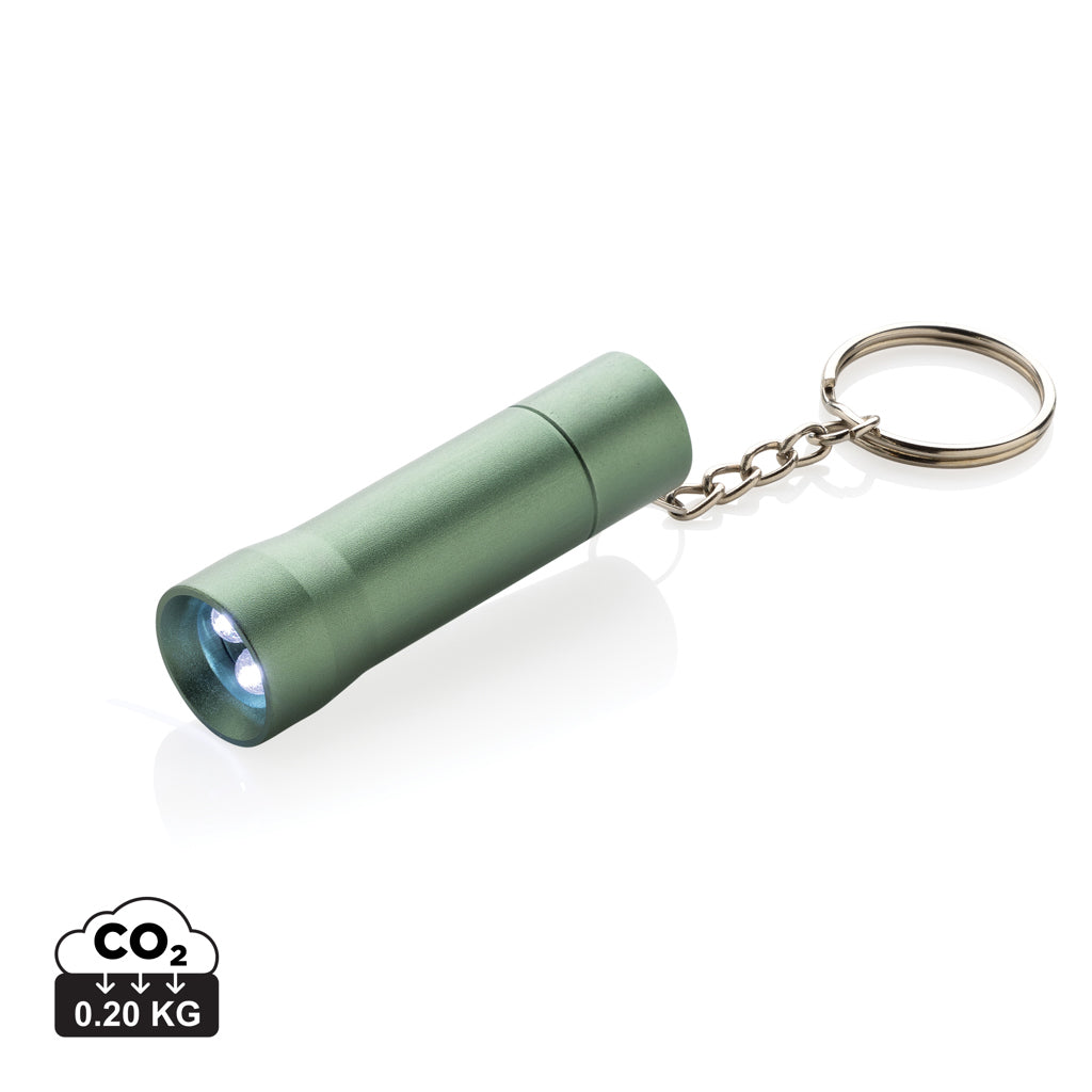 Flash Schlüsselanhänger-Taschenlampe aus RCS rec. Aluminium – grün