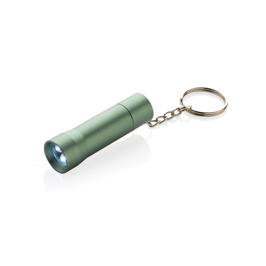 Flash Schlüsselanhänger-Taschenlampe aus RCS rec. Aluminium – grün