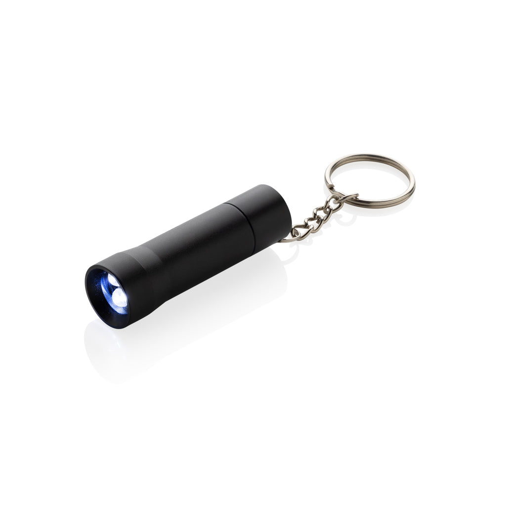 Flash Schlüsselanhänger-Taschenlampe aus RCS rec. Aluminium – schwarz