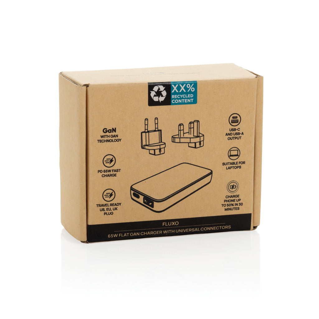 Fluxo flaches RCS 65W GaN-Ladegerät mit Stecker-Adaptern