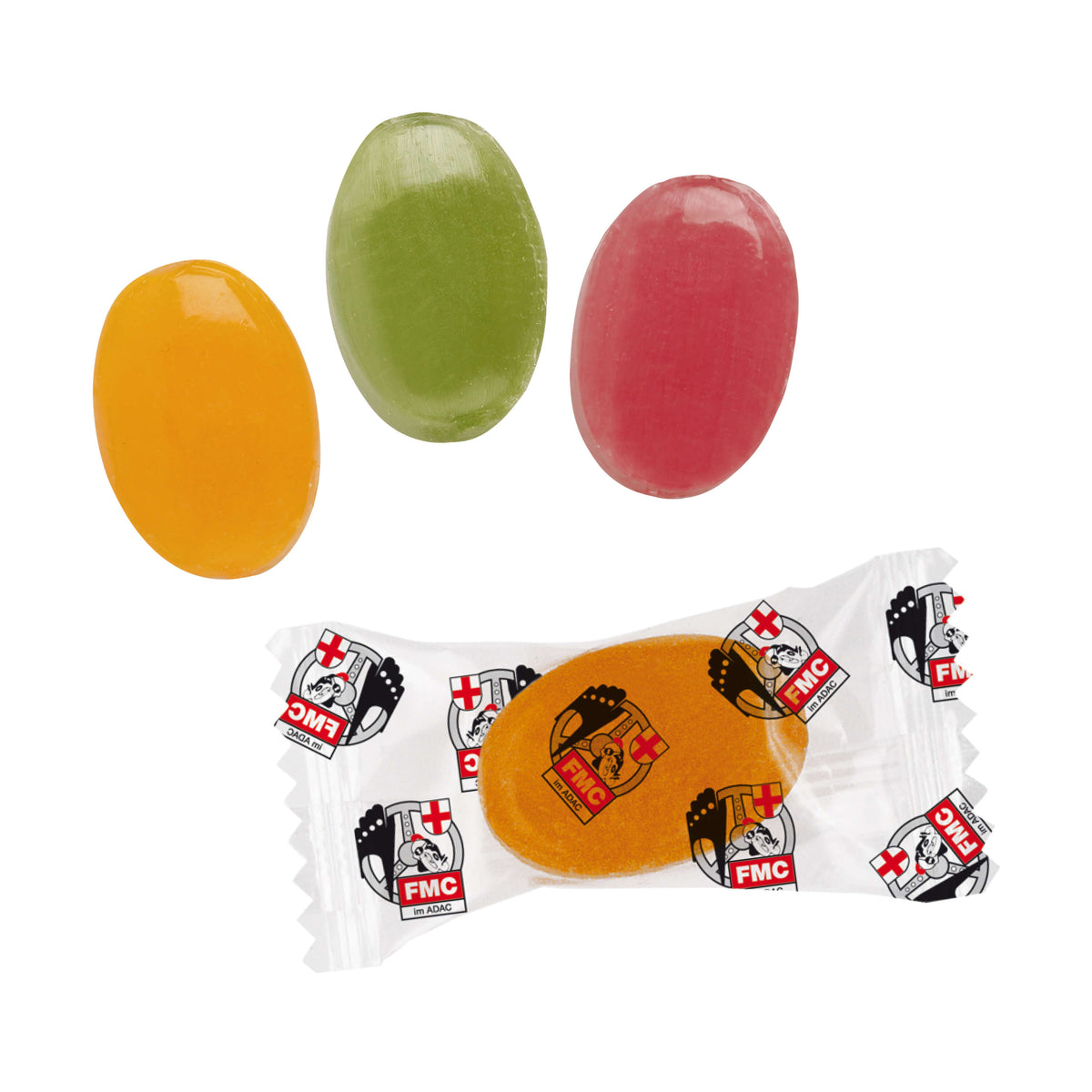 Fruchtbonbons einzeln im Flowpack 60 x 28 mm, je 5 g