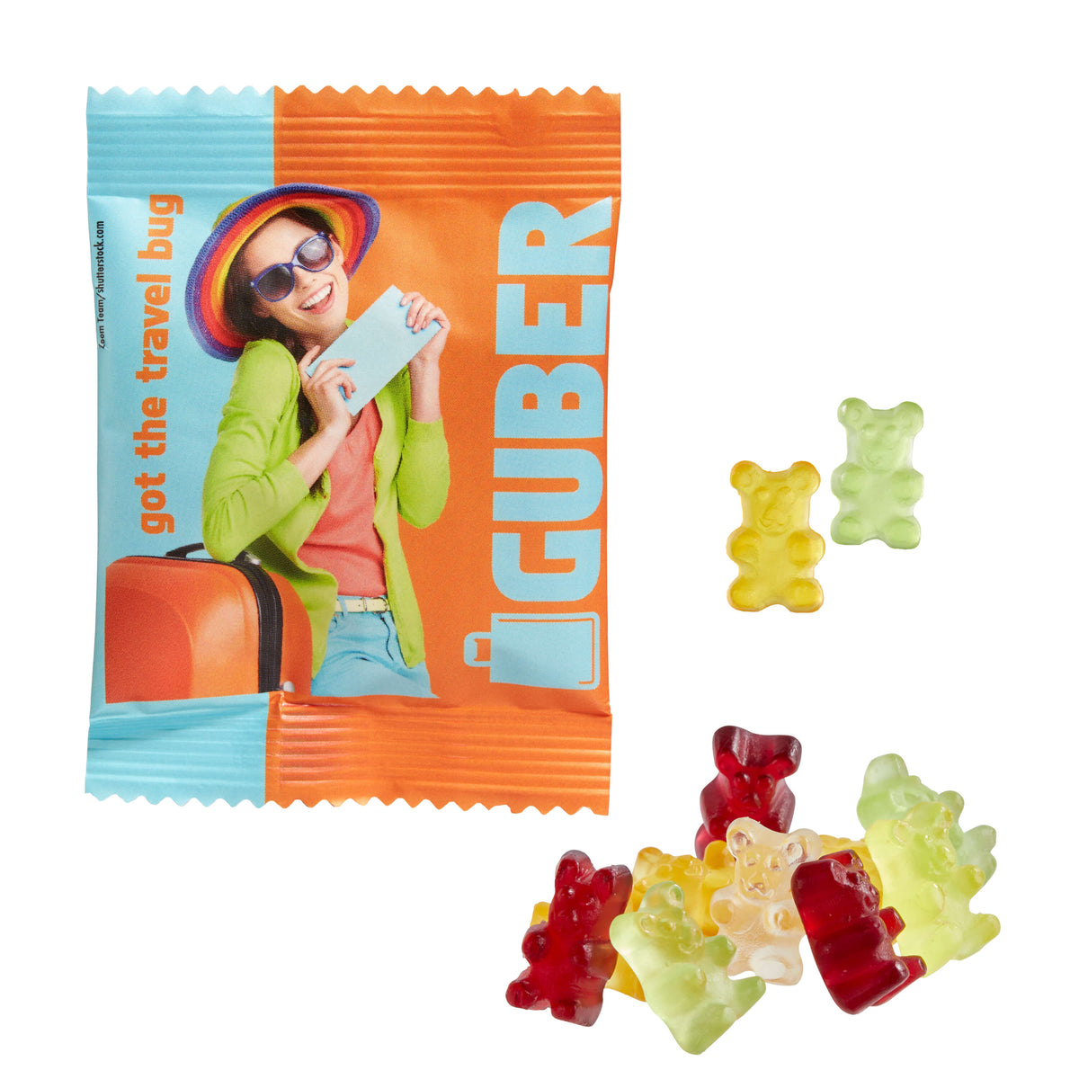 Fruchtgummi Bärchen mit Süßungsmittel im Werbetütchen, 10 g