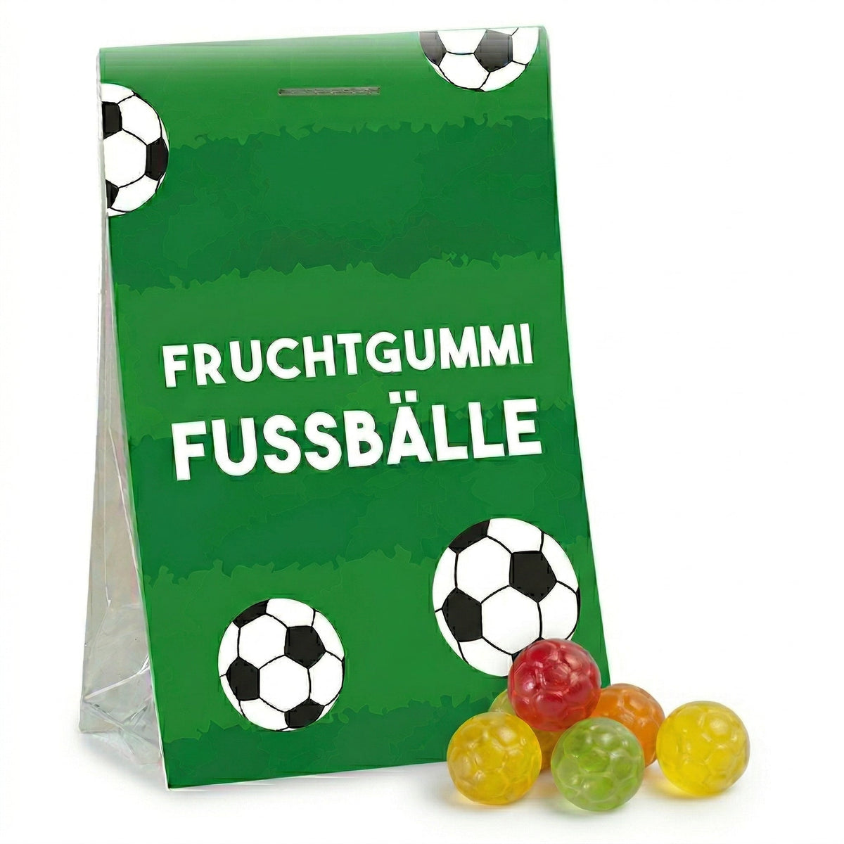 Fruchtgummi Fussbälle im Tütchen 15 g mit Logo – Beispielmotiv
