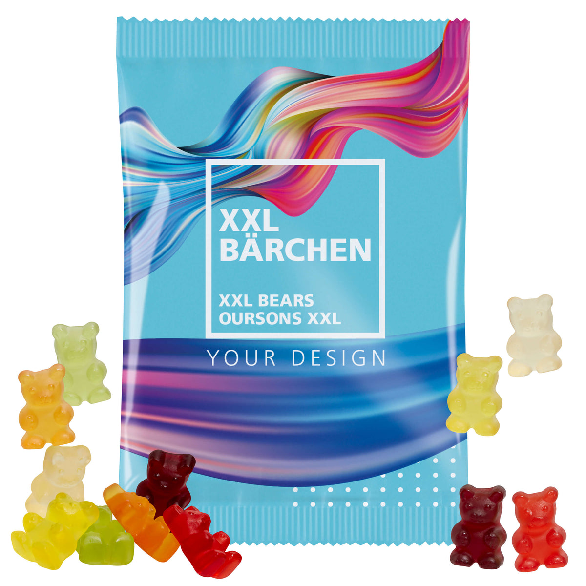 Fruchtgummi im großen Werbetütchen 150 x 95 mm, 100 g