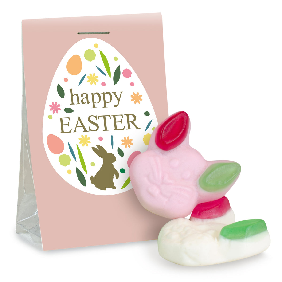 Fruchtgummi Häschen im Tütchen 15 g zu Ostern mit Logo – Beispielmotiv