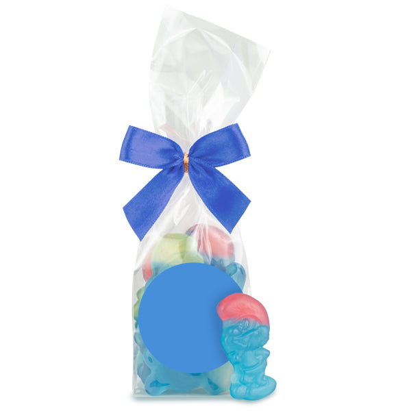 Fruchtgummi Schlümpfe im Flachbeutel 80 g mit Logo – Beispielmotiv