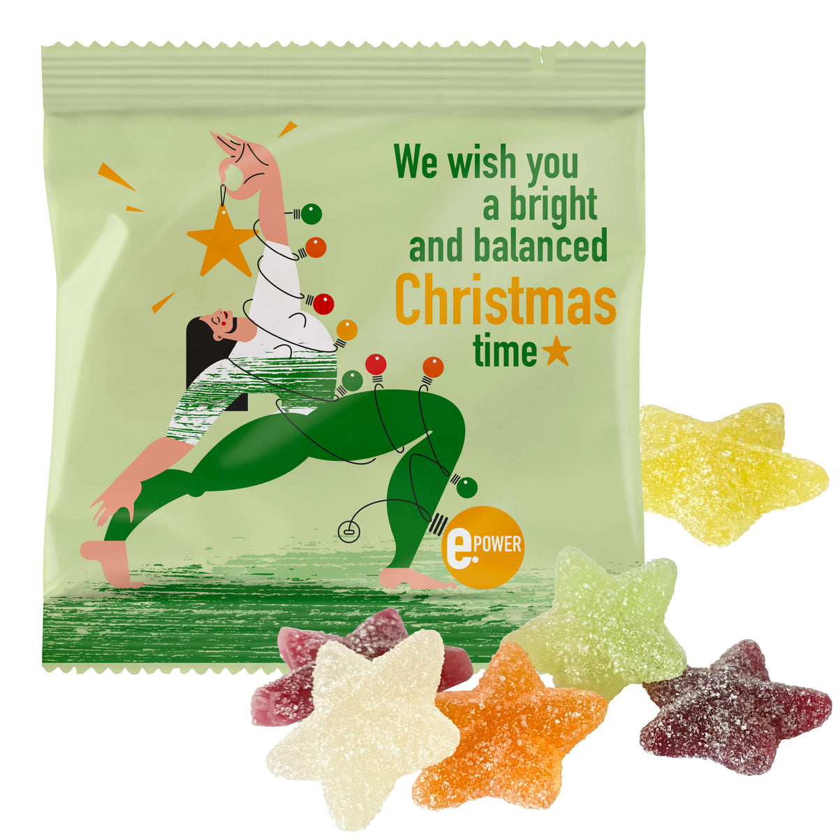 Fruchtgummi Sterne ohne Gelatine im Werbetütchen 100 x 95 mm