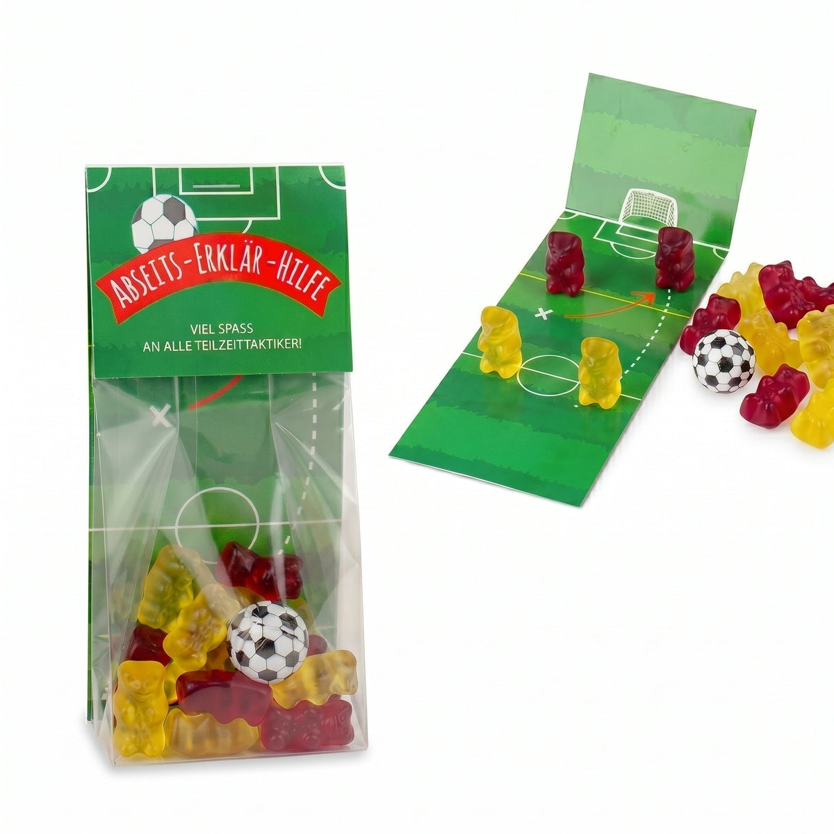Fruchtgummi und Kaugummi im Beutel 30 g mit Logo – Beispielmotiv