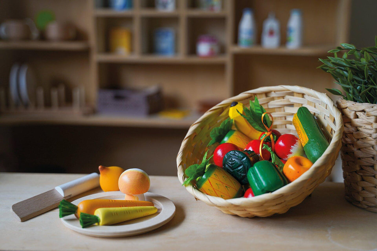 Fruchtkorb mit 21 Teilen Obst und Gemüse von goki – Weitere Ansicht