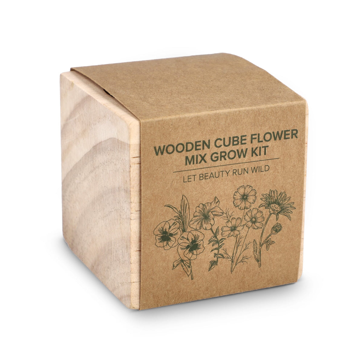 Holzpflanzgefäß Set Blumenmischung