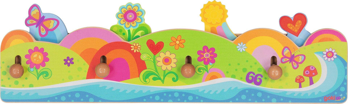 Garderobe FlowerPower mit vier Holzhaken von goki – Ansicht