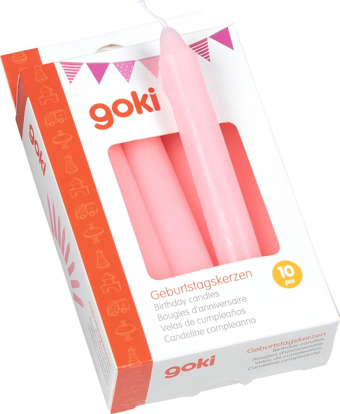 Geburtstagskerzen rosa im Zehnerset von goki