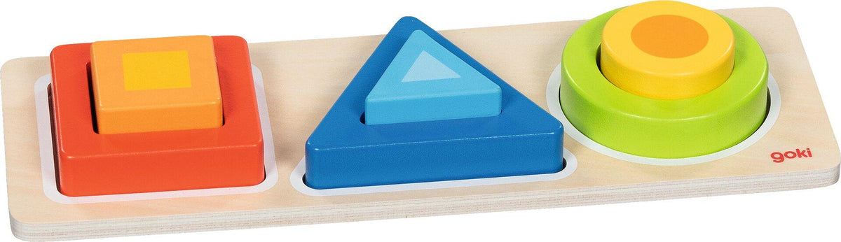 Geo Blocks Formensortierbrett aus Holz mit sechs Teilen – Ansicht