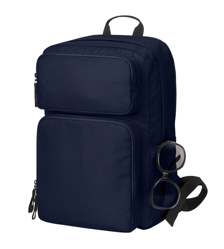 Rucksack Fellow mit 2 Außentaschen in dunkelblau von der Seite