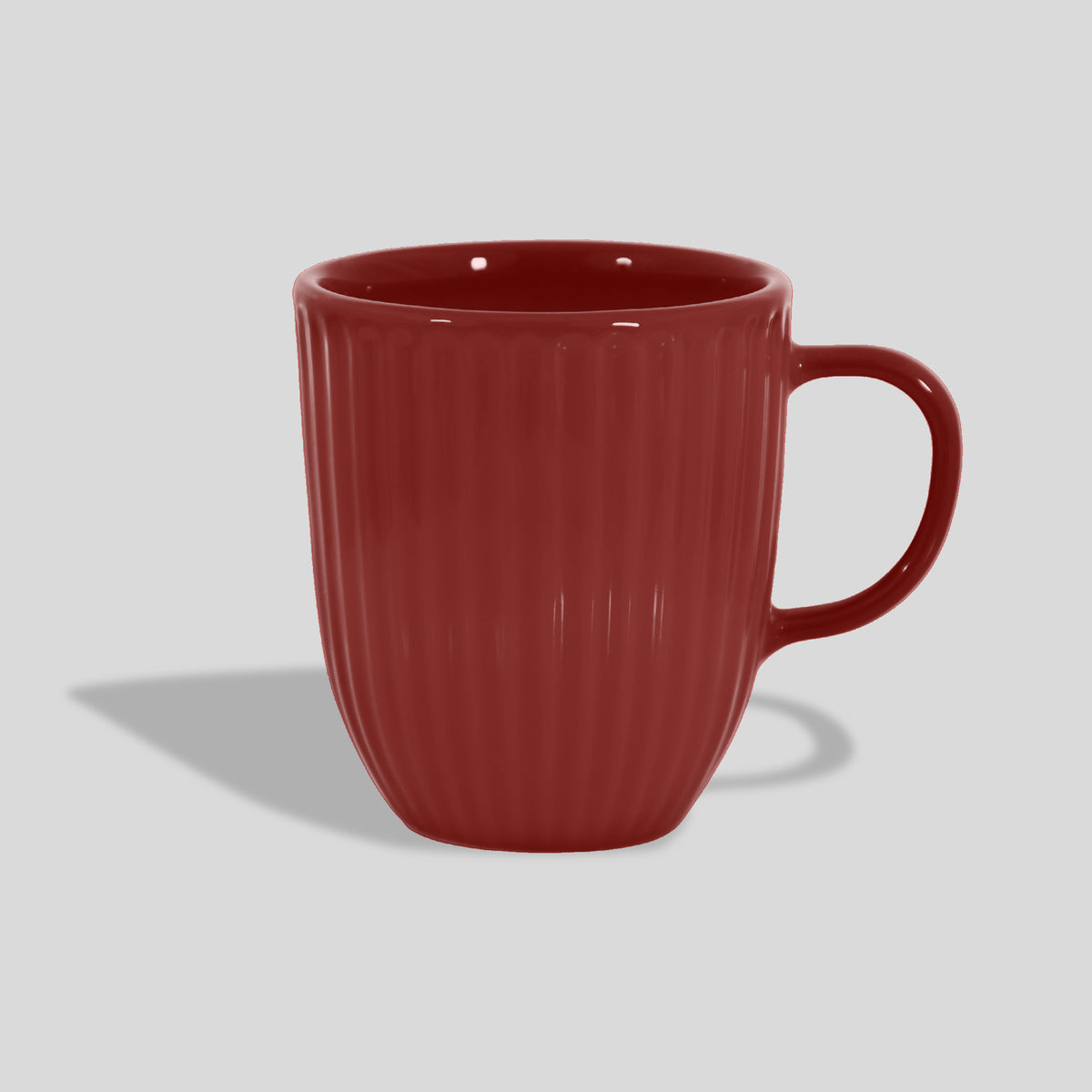 Gerippte Keramiktasse 220 ml mit schlankem Henkel – Bordeaux