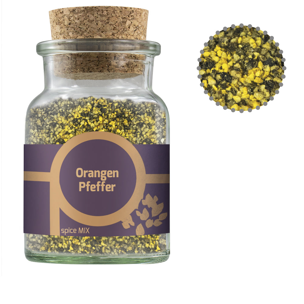 Gewürze und Salz im Korkenglas – Gewürzmischung Orangen Pfeffer, ca. 75 g