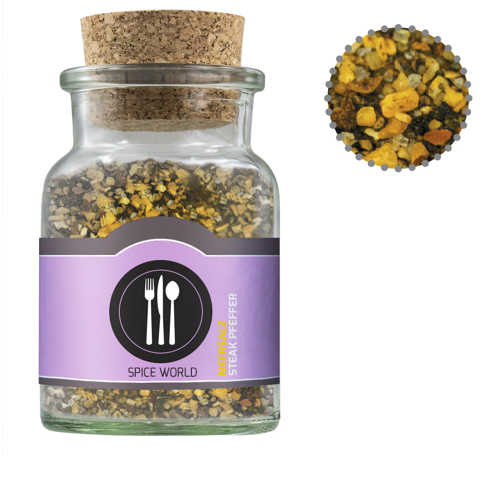 Gewürze und Salz im Korkenglas – Gewürzmischung Steak Pfeffer, ca. 75 g