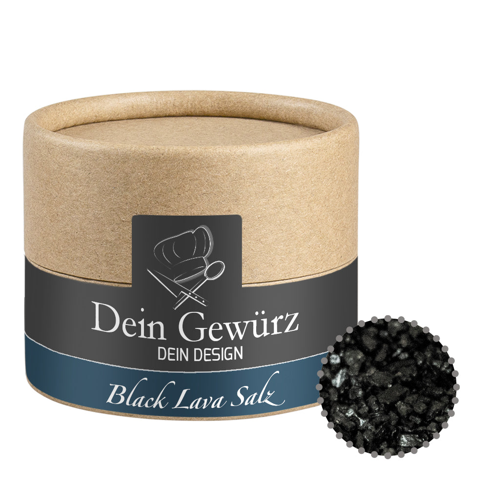 Gewürze und Salz in der kleinen Kraftpapierdose – Gewürzmischung Black Lava Salz, ca. 75 g