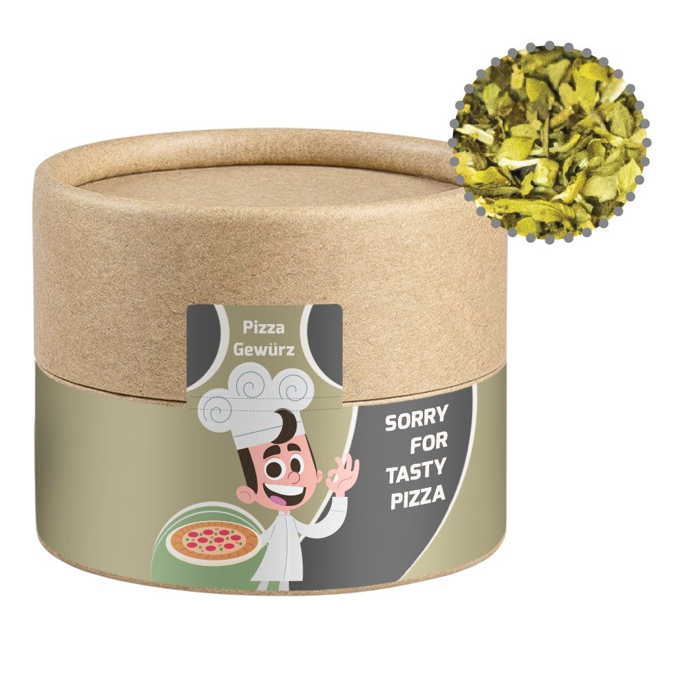 Gewürze und Salz in der kleinen Kraftpapierdose – Gewürzmischung Pizza Kräuter, ca. 10 g