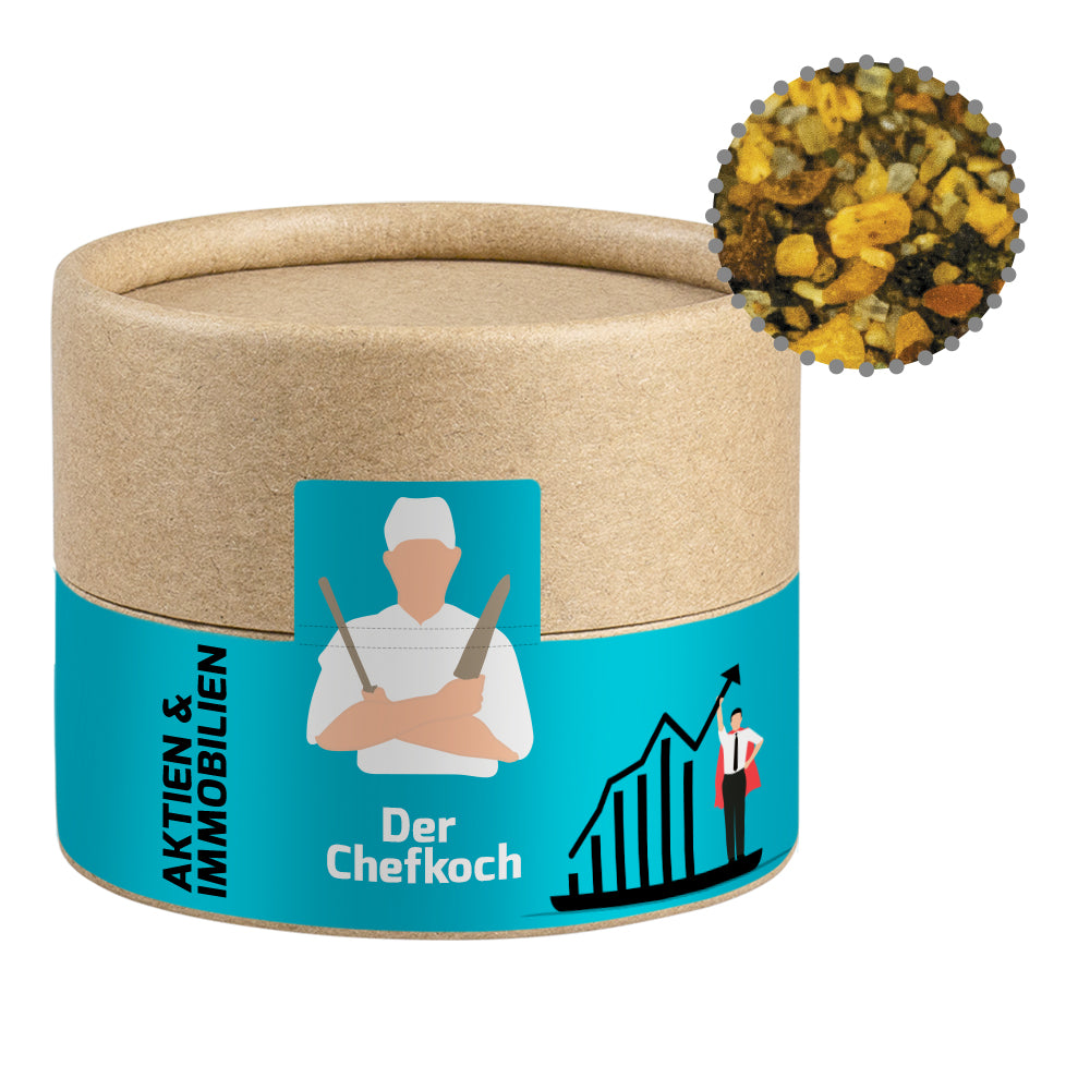 Gewürze und Salz in der kleinen Kraftpapierdose – Gewürzmischung Steak Pfeffer, ca. 40 g