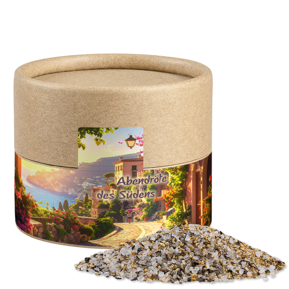 Gewürze und Salz in der kleinen Kraftpapierdose – Mediterranes Salz, ca. 50 g